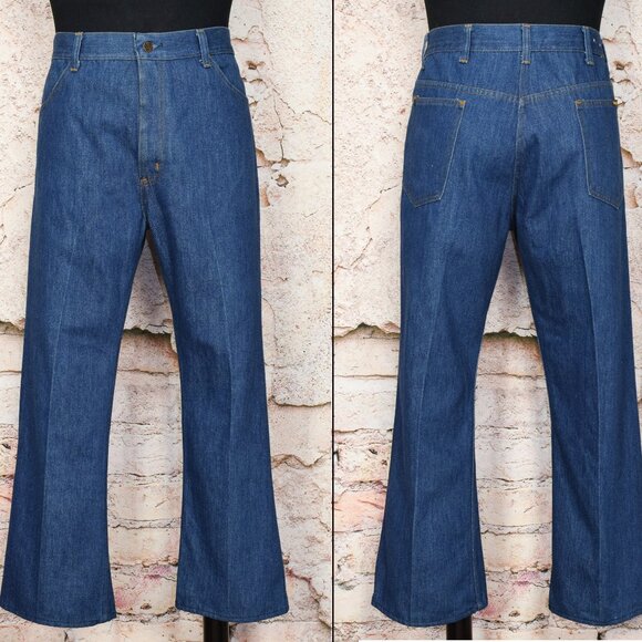 Vintage Men's SEARS Perma-Prest "Thumbs Up" Regular Cut Blue Denim Jeans - 38 M - Picture 1 of 5